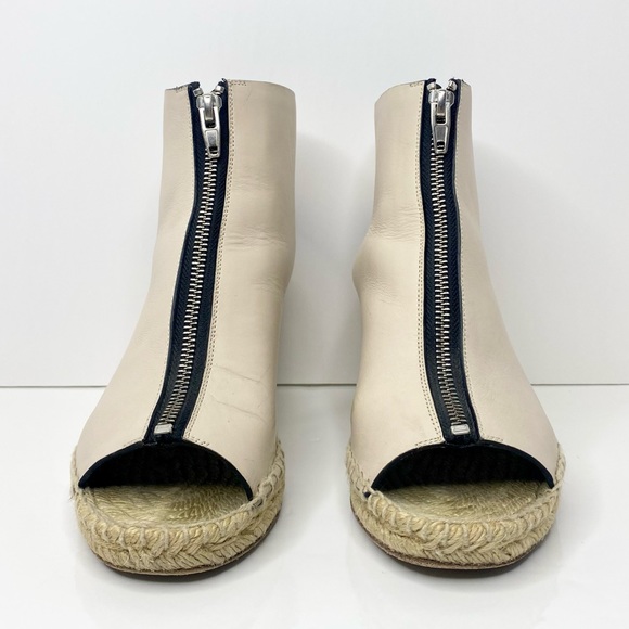 Celine Zip-Front Leather Espadrille Wedges - Picture 3 of 11